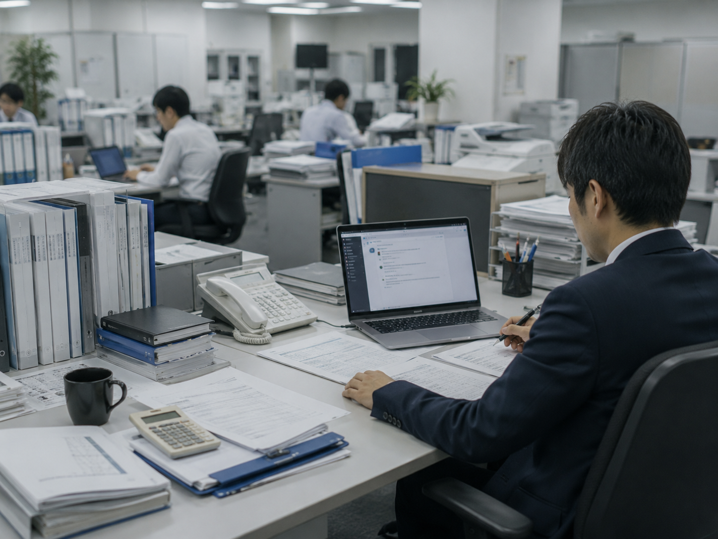 従来どおりの業務が続くオフィス